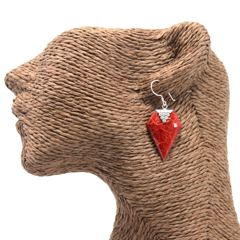 red and silver earrings