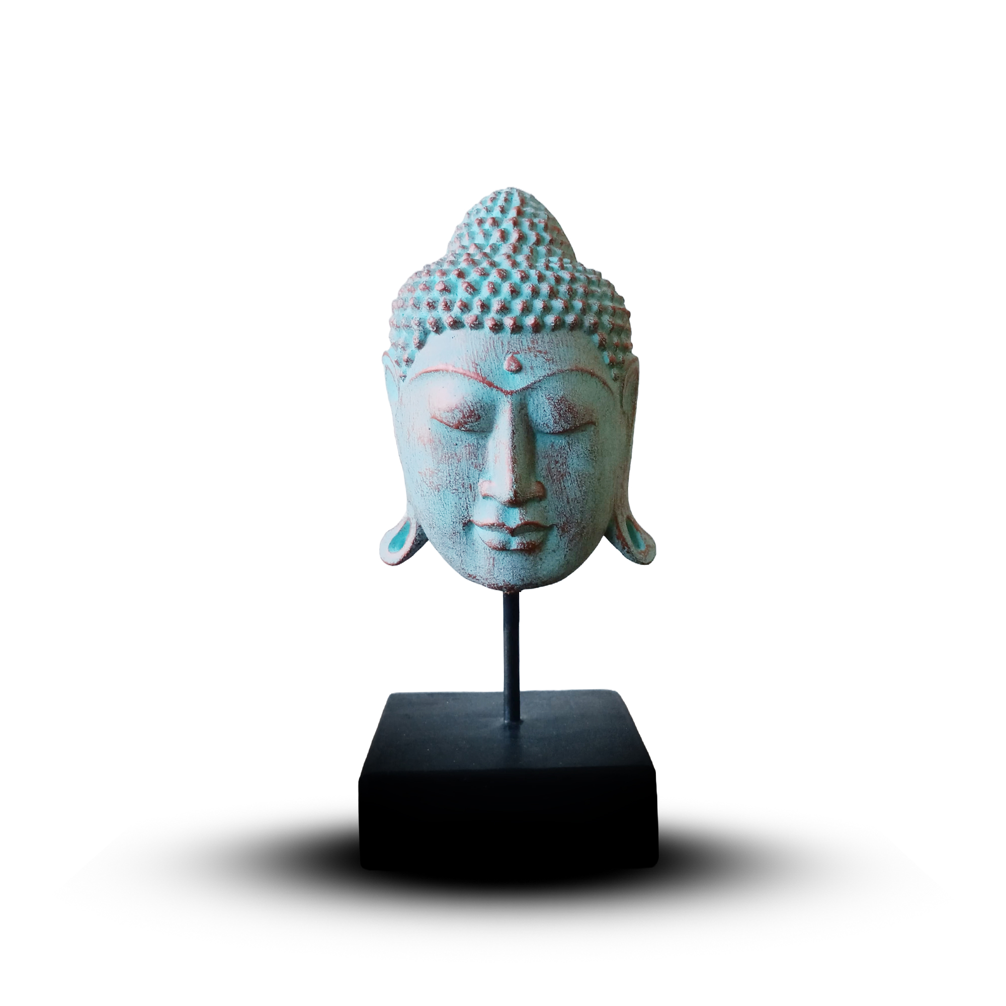 Wholesale Large Serenity Buddha Head on Stand - Green Copper - Ancient ...